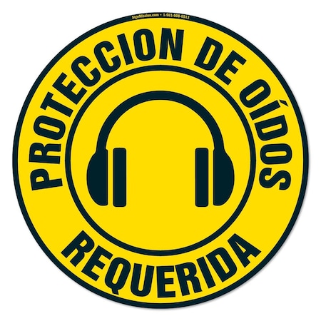 Signmission Proteccion De Oidos Requerida 16in Non-Slip Floor Marker, 6PK, 16 in L, 16 in H, FD-C-16-6PK-99903 FD-C-16-6PK-99903